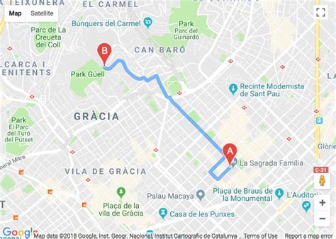 directions from sagrada familia to park guell